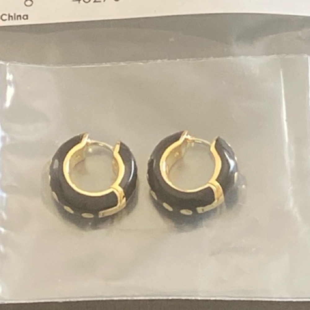Gorjana Asher Huggies Black Earrings 18K Gold Plated 249-002-280-G